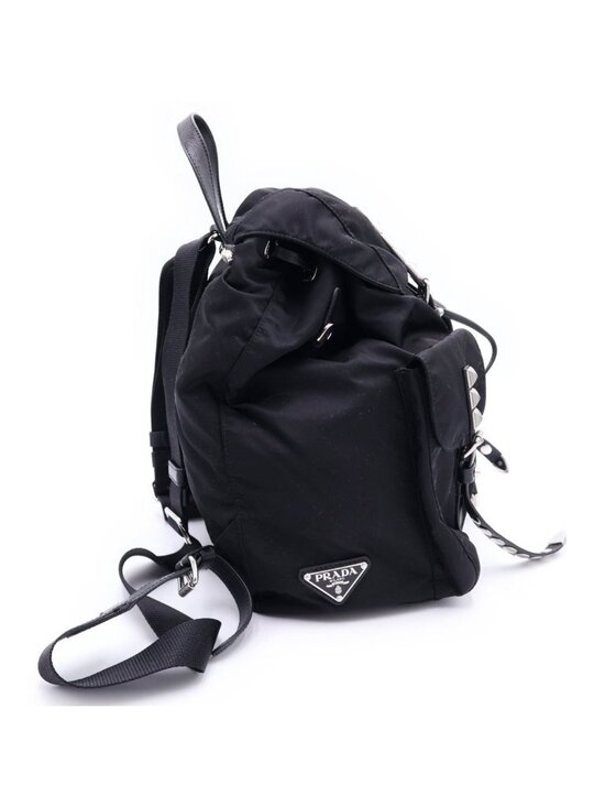 Prada Studded Tessuto Nylon Silver Backpack Black main image 7